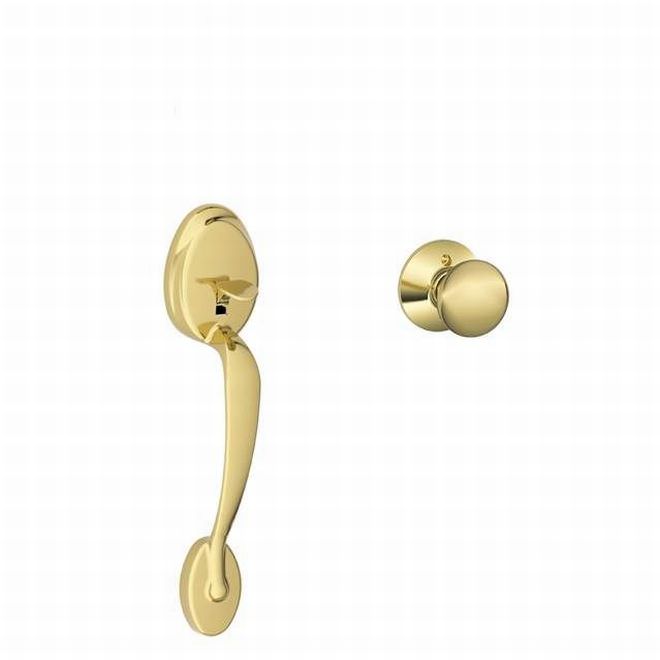 Schlage FE285PLY505PLY FE285-PLY-PLY Plymouth Lower Handle Set for Electronic Keypad with Plymouth Interior Knob Lifetime Polished Brass