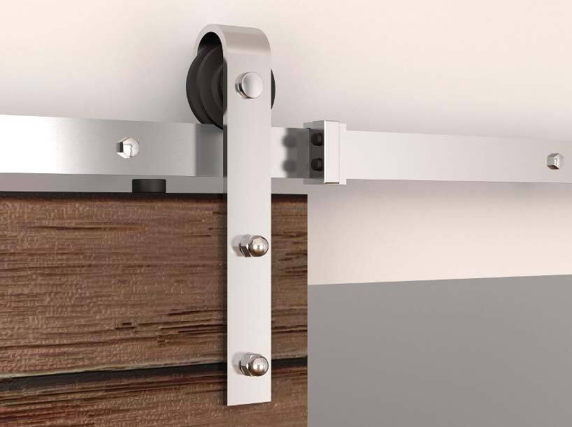 Orca Hardware FTST-SS-8 barn door track kit in satin stainless, additional view