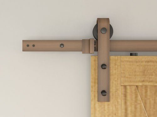 Orca Hardware FTST-VB-8-8 8' Barn Door-Flat Track Kit With Standard Drop Hangers Vintage Bronze