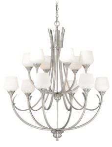 Vaxcel H0129 Grafton Steel 12L Chandelier Satin Nickel