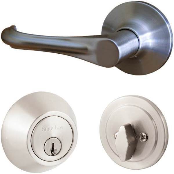 Sure-Loc HA107/DB201 15 satin nickel keyed entry door lever and deadbolt