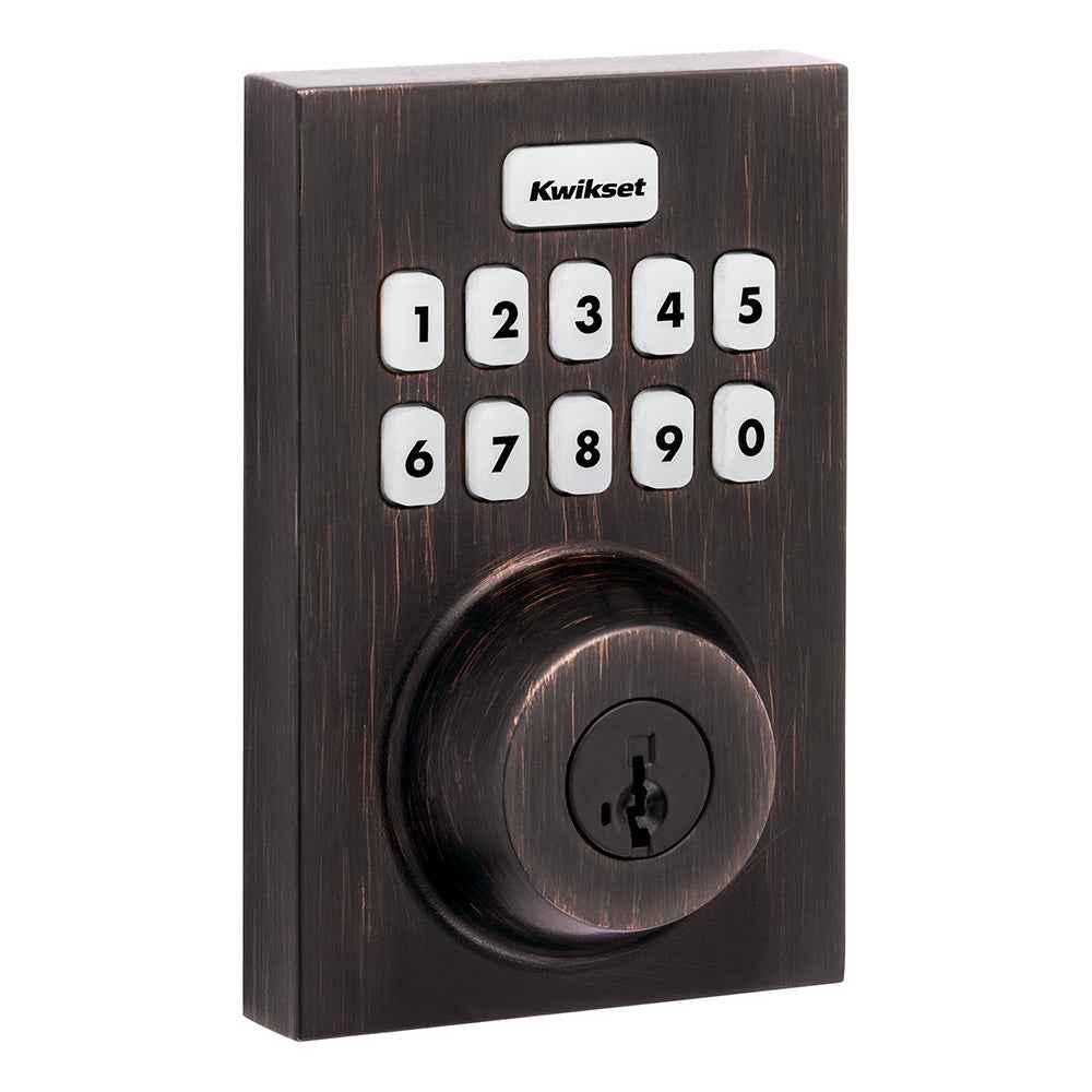 Kwikset HC620CNTZW700LR Contemporary Home Connect Keypad Connected Smart Lock Deadbolt in Venetian Bronze