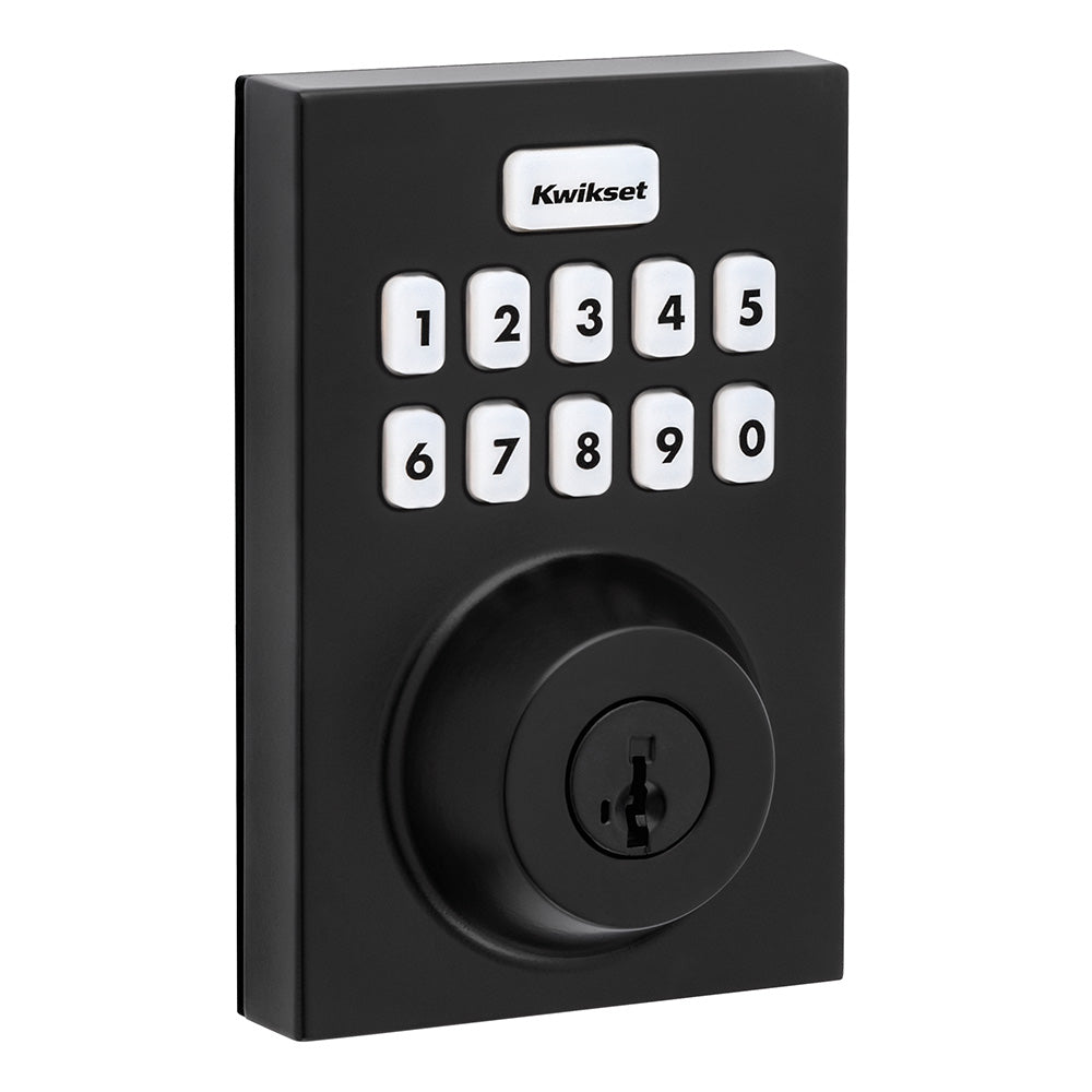 Kwikset HC620CNTZW700LR Contemporary Home Connect Keypad Connected Smart Lock Deadbolt in Matte Black