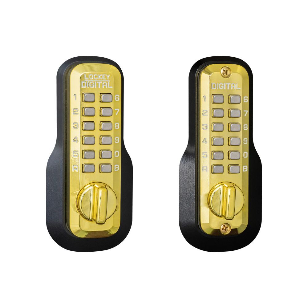 Lockey M210BBDC bright brass mechanical pushbutton locksets