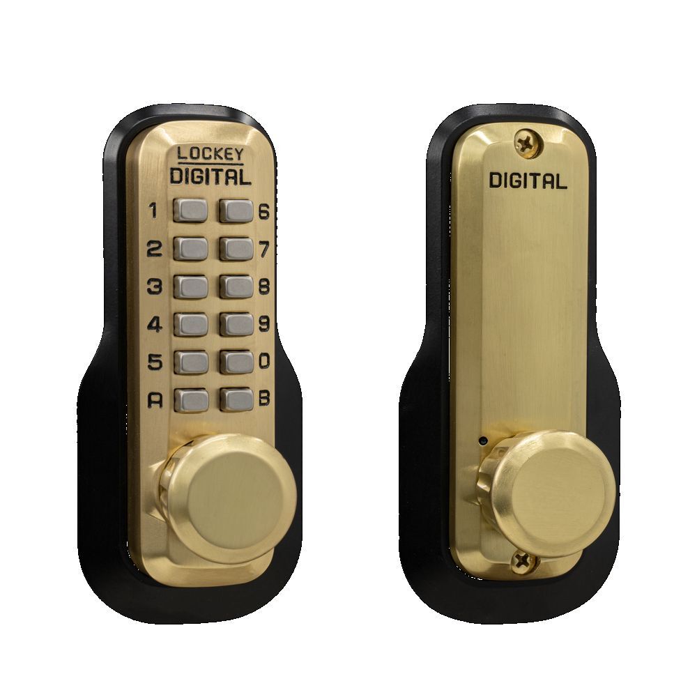 Lockey M230SB satin brass mechanical pushbutton locksets