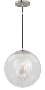 Vaxcel P0121 15-3/4" 630 Series Steel Clear Seeded Glass Pendant Polished Nickel