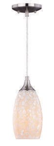 Vaxcel P0170 P0169 Milano Glass Natural Shells with Mini Pendant Satin Nickel