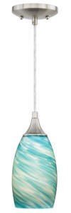 Vaxcel P0172 P0171 Milano Glass Celeste Wave Mini Pendant Satin Nickel