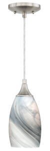 Vaxcel P0176 P0175 Milano Glass Marble Swirl Mini Pendant Satin Nickel