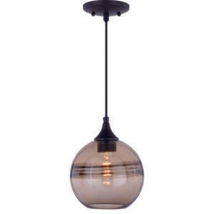 Vaxcel P0275 P0274 8" Milano Steel Amber Fog Glass Mini Pendant Oil Rubbed Bronze