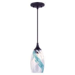 Vaxcel P0279 P0278 5" Milano Steel Caribbean Swirl Glass Mini Pendant Oil Rubbed Bronze