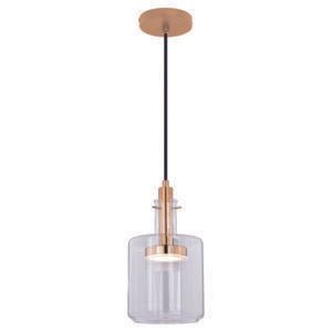 Vaxcel P0284 P0283 6-1/2" Bunsen Steel LED Mini Pendant Natural Brass
