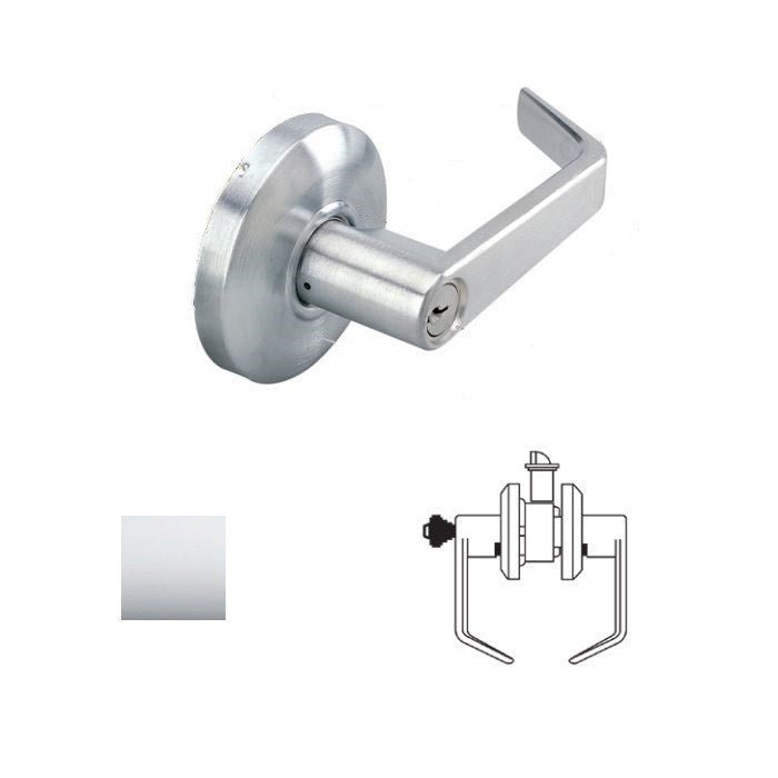 Cal-Royal SL03 Grade 2 Keyed Classroom Door Lever Lockset with 2-3/4" Backset in satin chrome, additional view