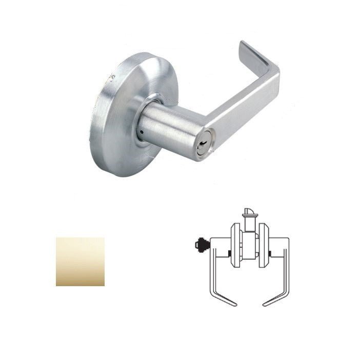 Cal-Royal SL03 Grade 2 Keyed Classroom Door Lever Lockset with 2-3/4" Backset in polished brass, additional view