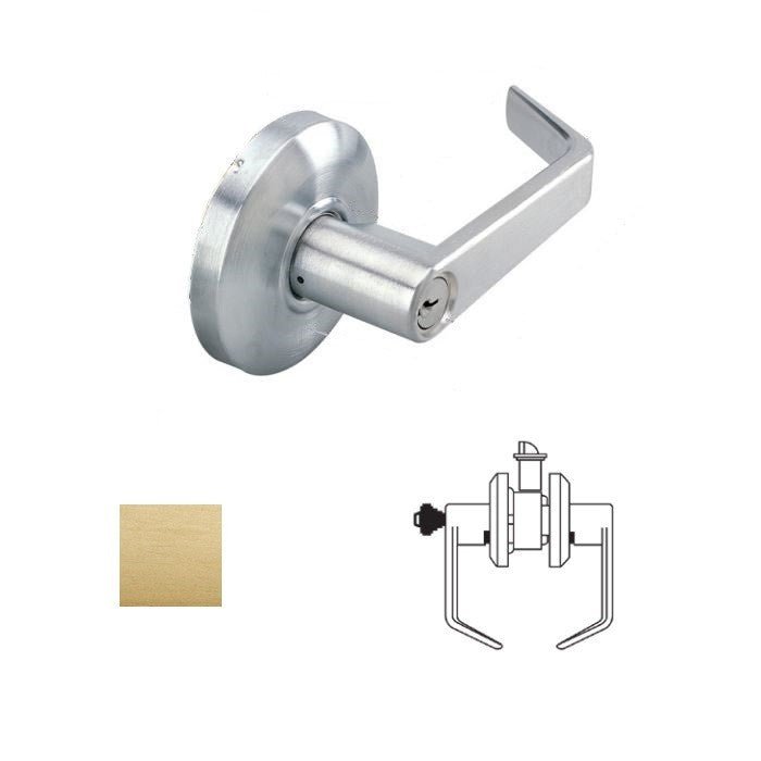 Cal-Royal SL03 Grade 2 Keyed Classroom Door Lever Lockset with 2-3/4" Backset in satin stainless, additional view