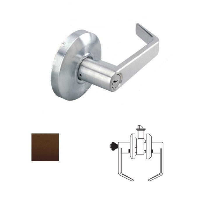 Cal-Royal SL05 Grade 2 Keyed Storeroom Door Lever Lockset with 2-3/4" Backset in oil-rubbed bronze, additional view