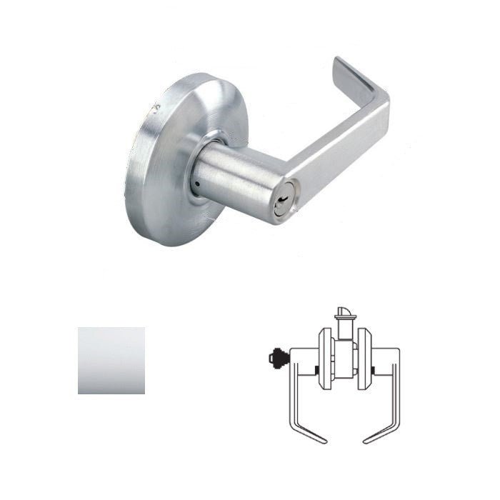Cal-Royal SL05 Grade 2 Keyed Storeroom Door Lever Lockset with 2-3/4" Backset in satin chrome, additional view