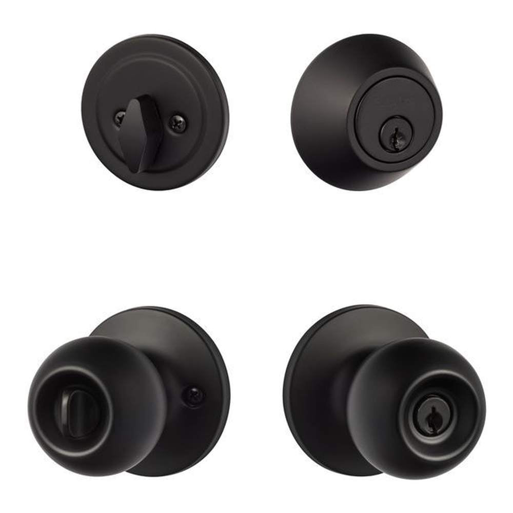 Sure-Loc TA107/DB201 FBL flat black keyed entry knob and deadbolt