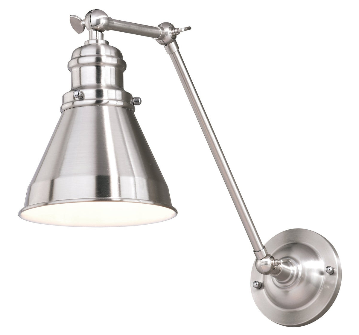 Vaxcel W0333 6" Alexander Steel Adjustable Wall Light Satin Nickel with White Inner