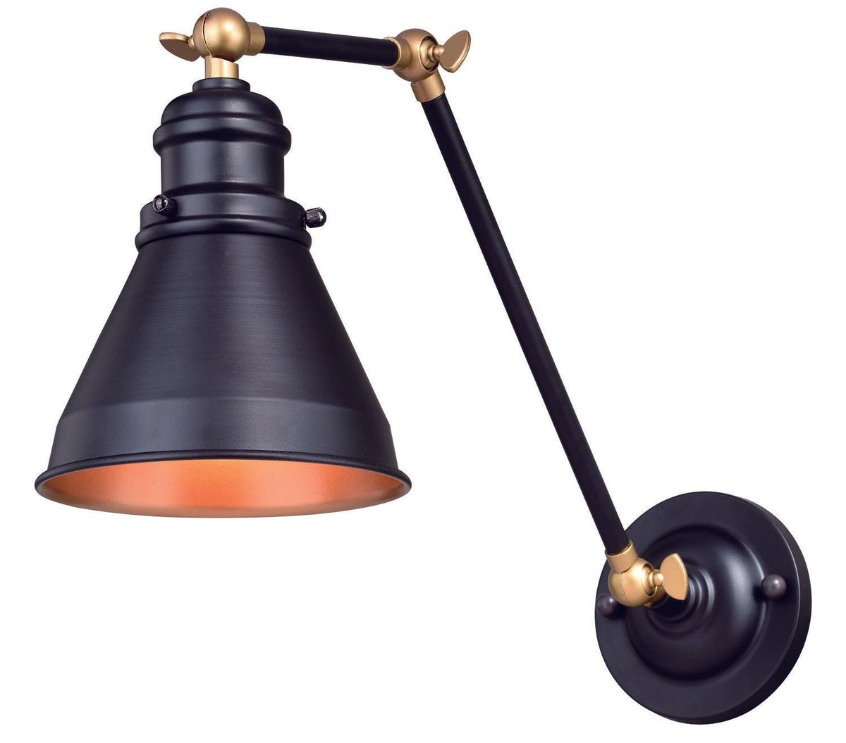 Vaxcel W0334 W0333 6" Alexander Steel Adjustable Wall Light Oil Rubbed Bronze with Satin Gold Inner