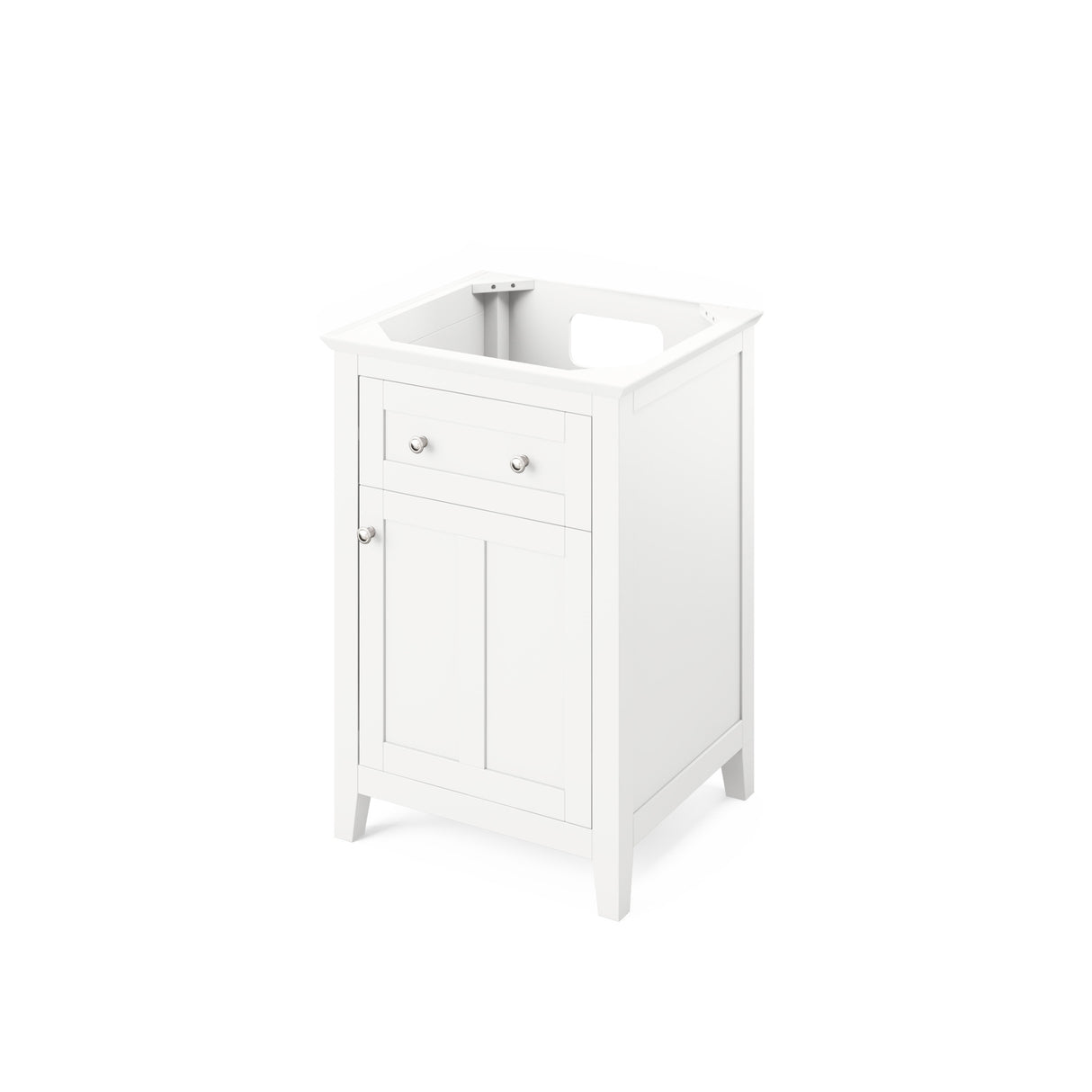 Jeffrey Alexander Chatham 24" White Single Sink Bathroom Vanity with White Carrara Marble Top - 8 in. Widespread Faucet Top product image 3