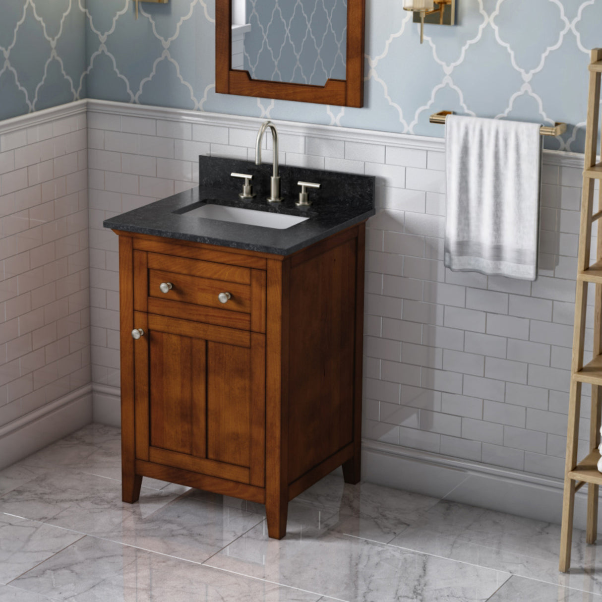 Jeffrey Alexander Chatham 24" Chocolate Single Sink Bathroom Vanity with Black Granite Top - 8 in. Widespread Faucet Top product image 2
