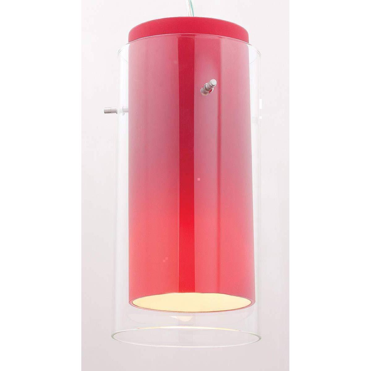 Access Lighting 23133-BS/CLRD Glass Pendant Shade Brushed Steel / Clear / Red