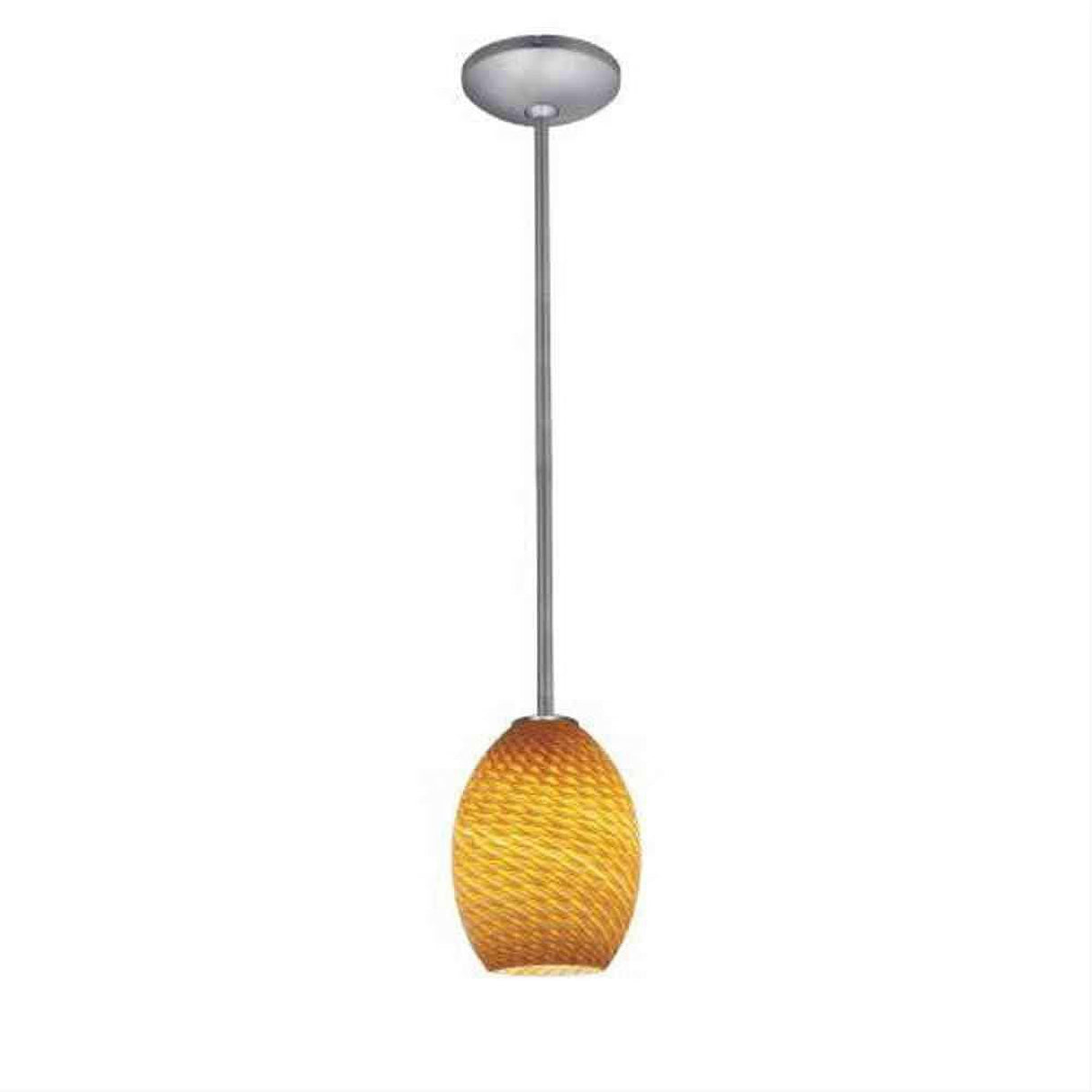 Access Lighting 28023-1R-BS/AMBFB Janine FireBird Glass Pendant Brushed Steel / Amber Fire Bird