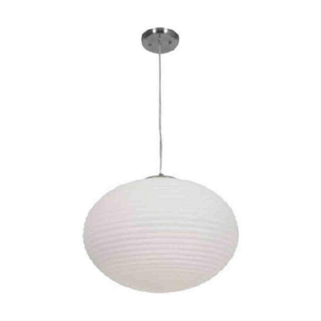 Access Lighting 50181LEDDLP-BS/OPL Callisto Ribbed OPL Glass Pendant Brushed Steel