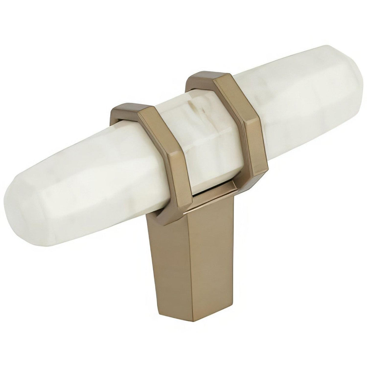 Amerock BP36647MWBBZ BP36647 Carrione 2-1/2" Length Cabinet Knob Marble White/Golden Champagne