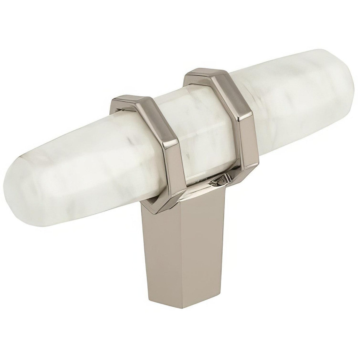 Amerock BP36647MWPN BP36647 Carrione 2-1/2" Length Cabinet Knob Marble White/Polished Nickel