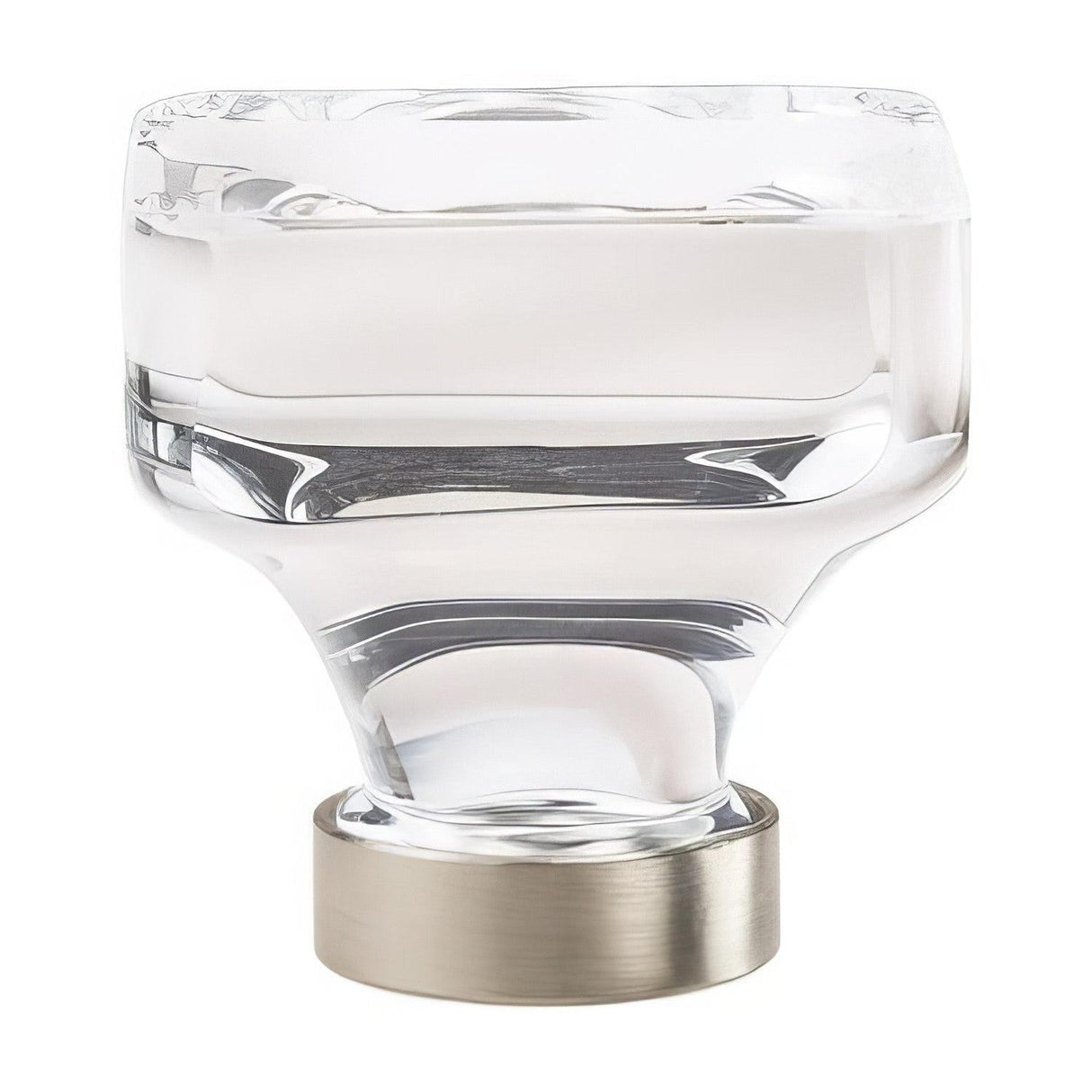 Amerock BP36653CG10 BP36653 Glacio 1-3/8" Aluminum/Glass Square Crystal Cabinet Knob Satin Nickel
