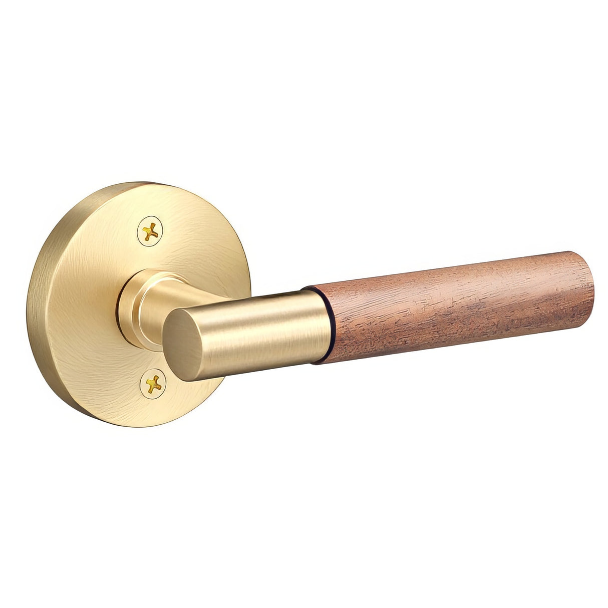 Sure-Loc AP100-RD SB GRIP-WN satin brass / walnut dummy door lever