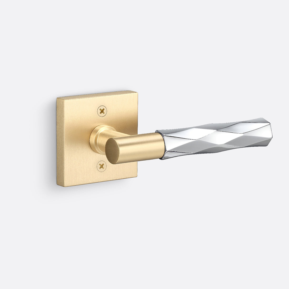 Sure-Loc AP100-SQ SB GRIP-VT 26 satin brass / polished chrome dummy door lever