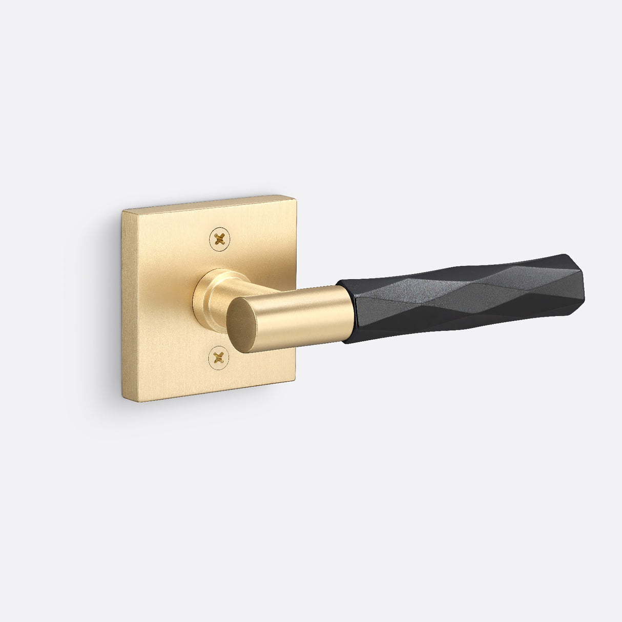 Sure-Loc AP100-SQ SB GRIP-VT FBL satin brass / flat black dummy door lever