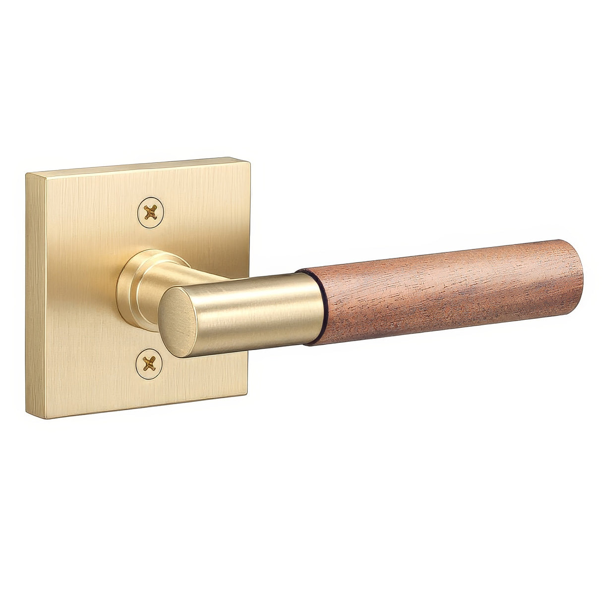 Sure-Loc AP100-SQ SB GRIP-WN satin brass / walnut dummy door lever