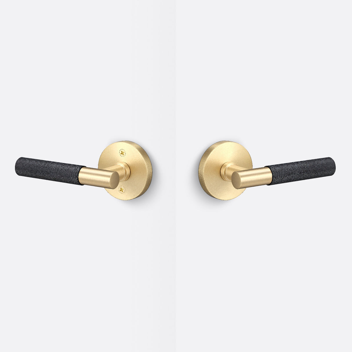 Sure-Loc AP101-RD SB GRIP-KN FBL satin brass / flat black passage door lever