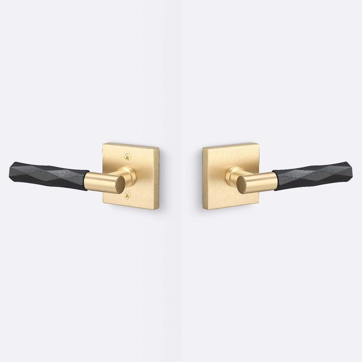 Sure-Loc AP101-SQ SB GRIP-VT FBL satin brass / flat black passage door lever