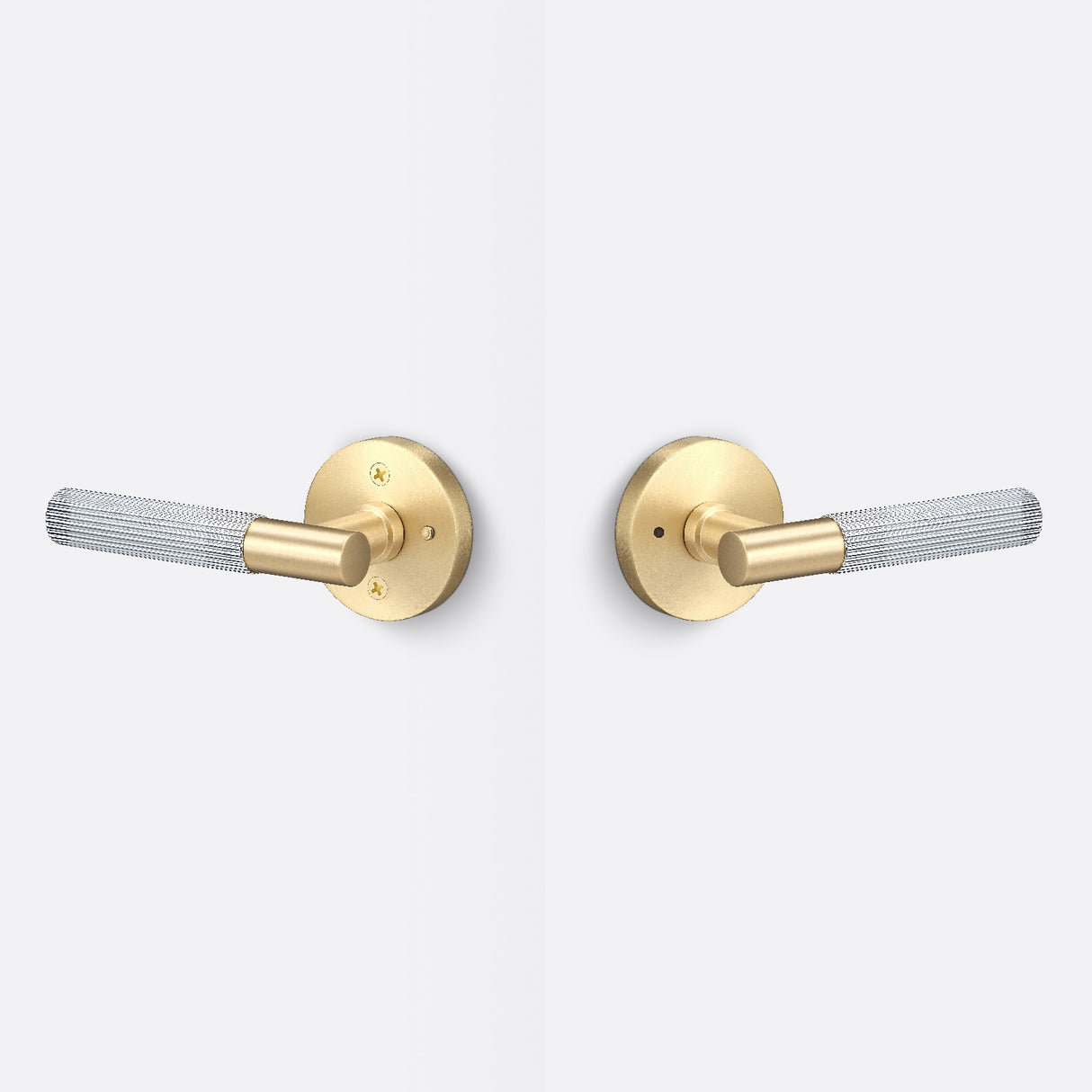 Sure-Loc AP102-RD SB GRIP-SKN 26 satin brass / polished chrome privacy door lever