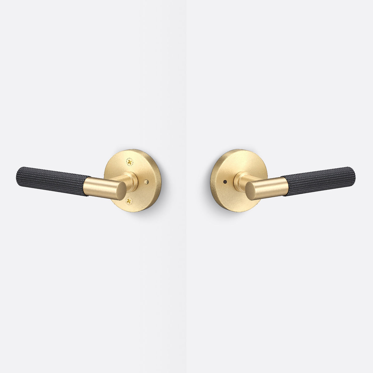 Sure-Loc AP102-RD SB GRIP-SKN FBL satin brass / flat black privacy door lever