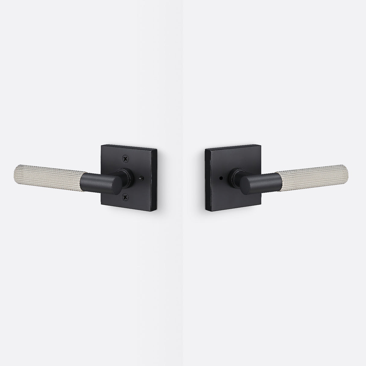 Sure-Loc AP102-SQ FBL GRIP-SKN 15 flat black / satin nickel privacy door lever