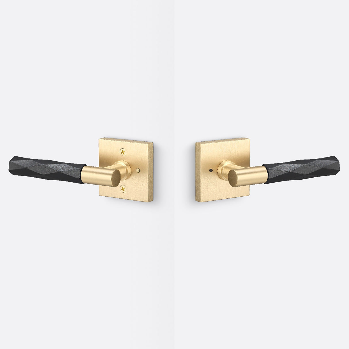 Sure-Loc AP102-SQ SB GRIP-VT FBL satin brass / flat black privacy door lever