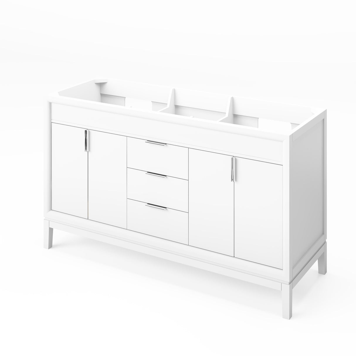 Jeffrey Alexander Theodora 60" White Double Sink Bathroom Vanity with Calacatta Vienna Quartz Top - 8 in. Widespread Faucet Top product image 3
