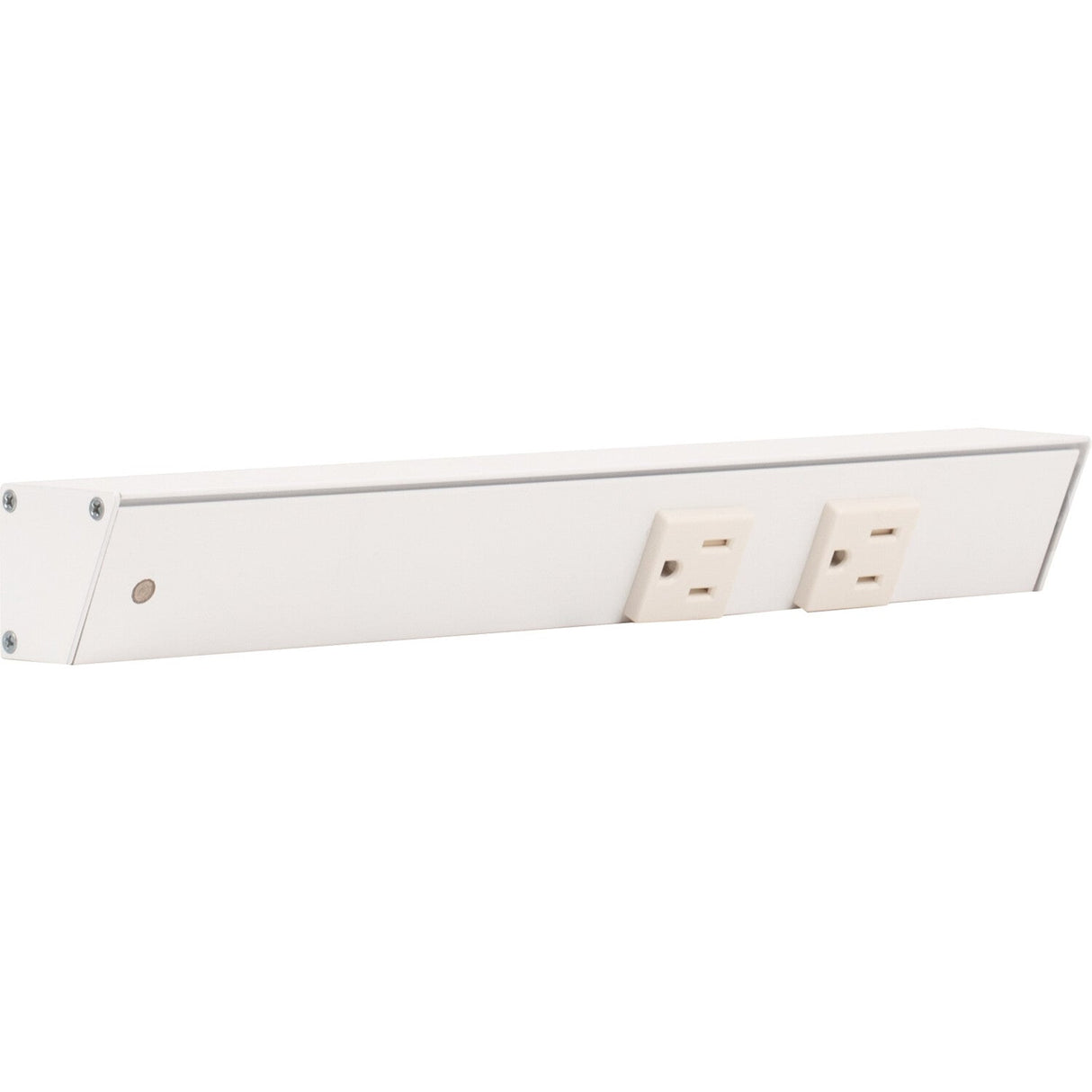 Task Lighting 12" White Apt Angle Power Strip White Receptacles Left Wire Entry