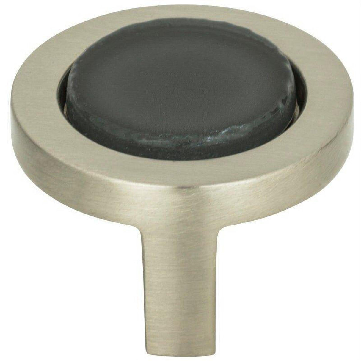 Atlas Homewares 229-BLK-BRN Spa Black Round Knob 1 1/4 Inch Brushed Nickel