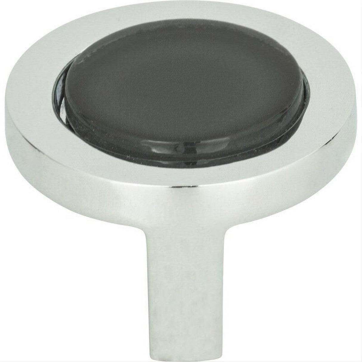 Atlas Homewares 229-BLK-CH Spa Black Round Knob 1 1/4 Inch Polished Chrome