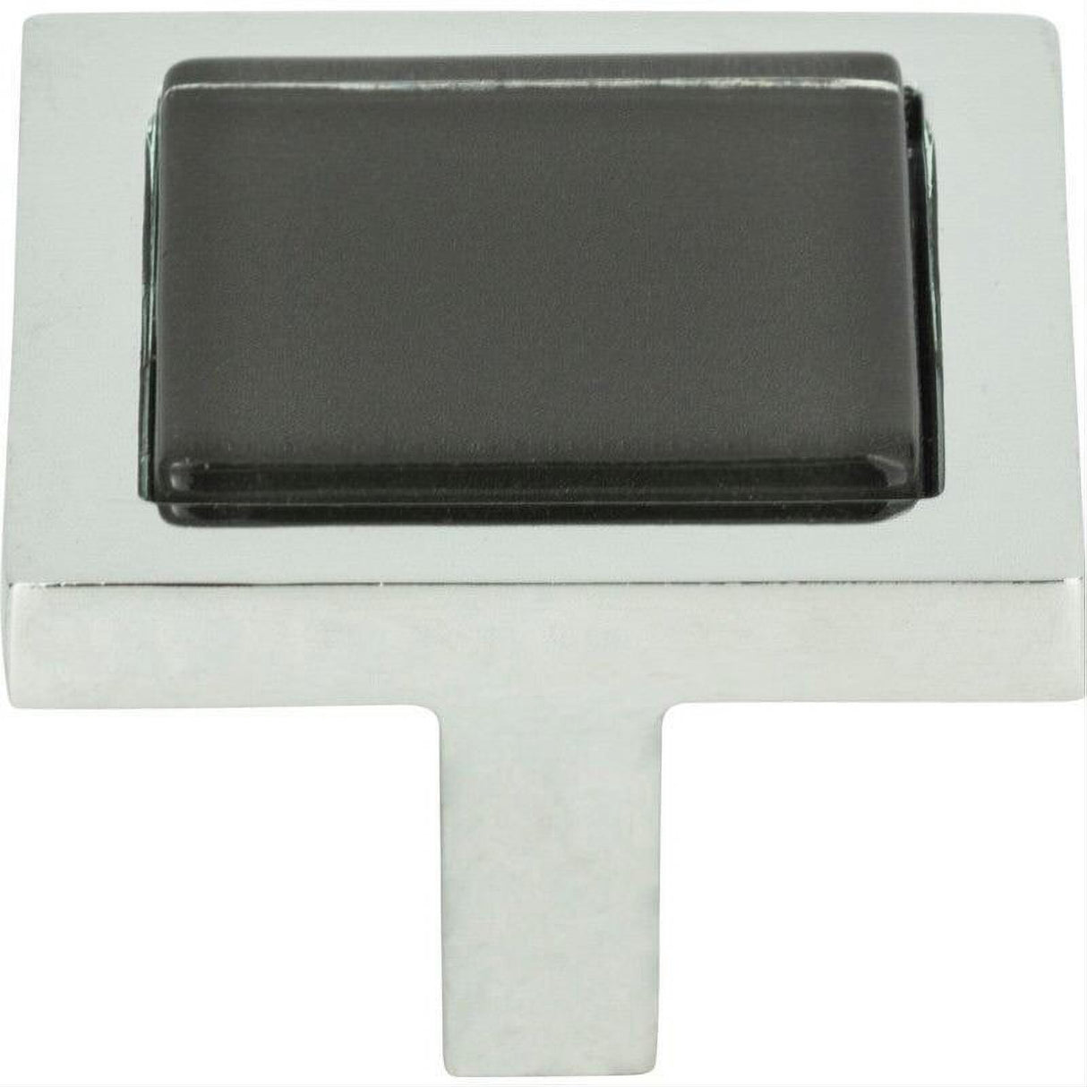 Atlas Homewares 230-BLK-CH Spa Black Square Knob 1 3/8 Inch Polished Chrome