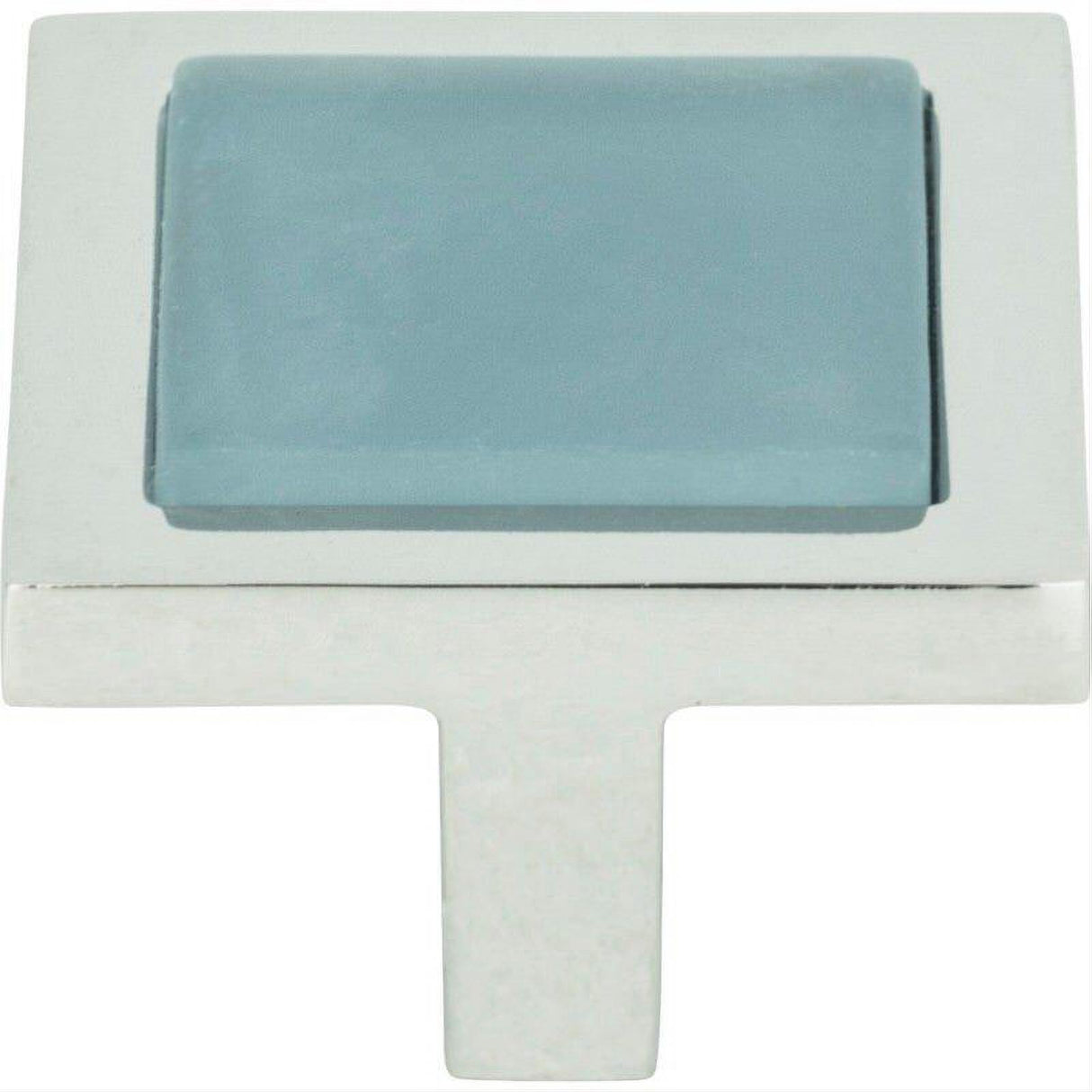 Atlas Homewares 230-BLU-CH Spa Blue Square Knob 1 3/8 Inch Polished Chrome