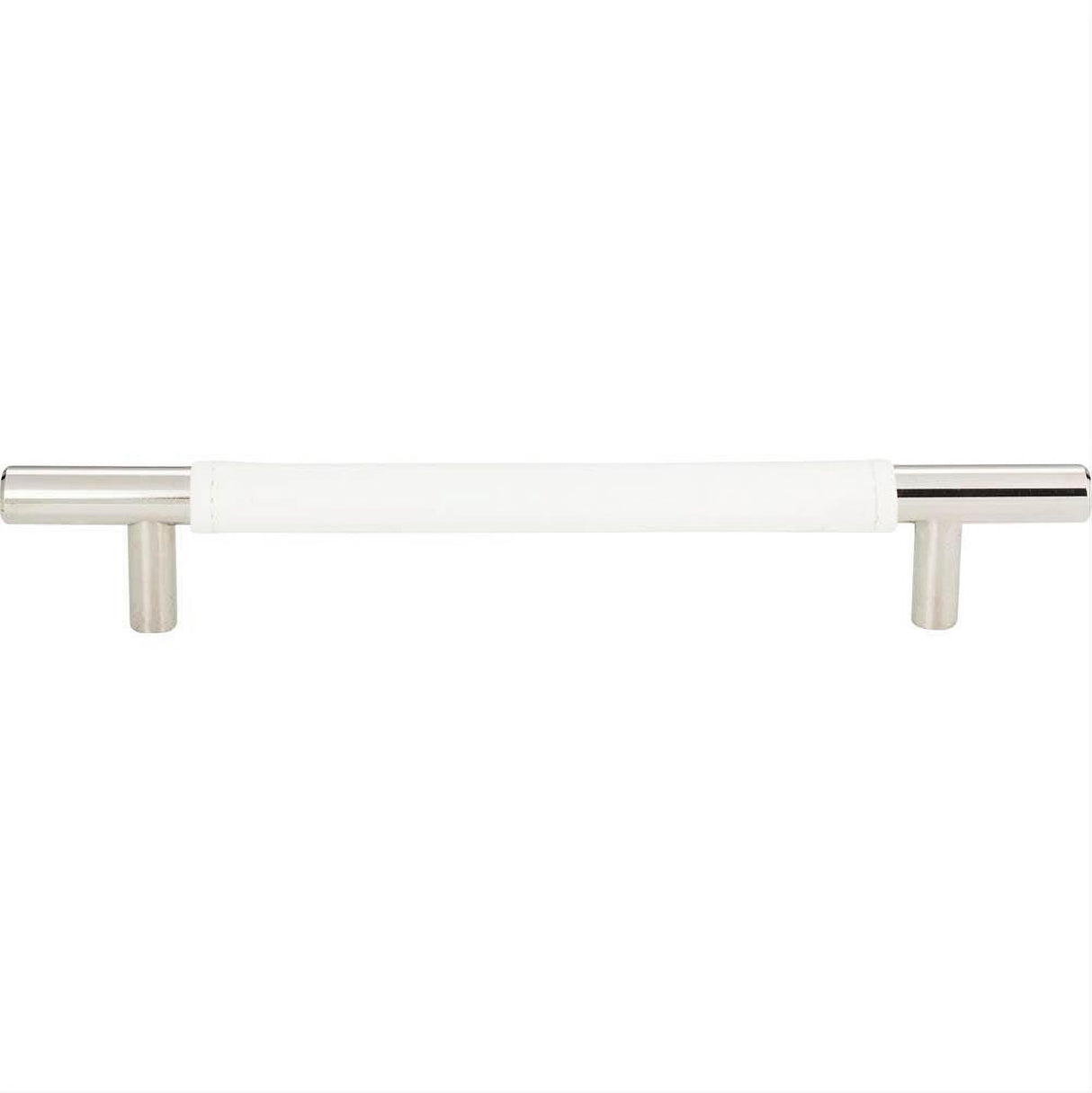 Atlas Homewares 281-WT-CH Zanzibar White Leather Pull 6-5/16" Center to Center Polished Chrome