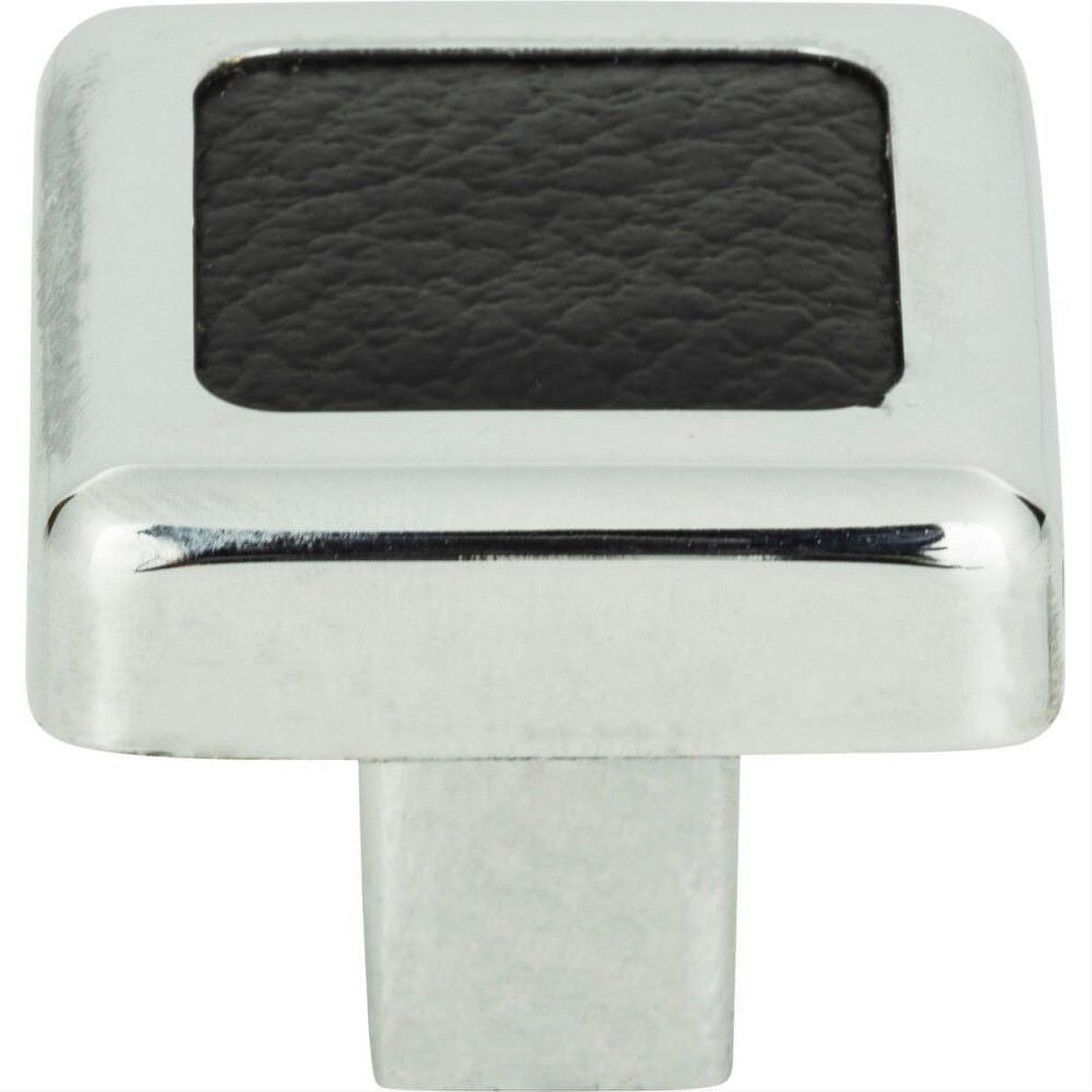 Atlas Homewares 3149-BL Paradigm Square Knob 1-1/4" Chrome / Black Leather